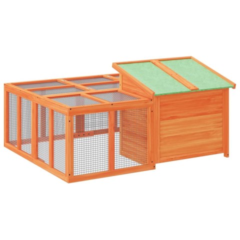 KLATKA DLA KRÓLIKÓW BRĄZOWA 144X123X67,5CM DREWNO SOSNOWE