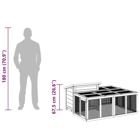 KLATKA DLA KRÓLIKÓW BRĄZOWA 144X123X67,5CM DREWNO SOSNOWE