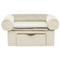 VidaXL Sofa dla psa, z szufladą, kremowa, 75x50x38 cm, pluszowa