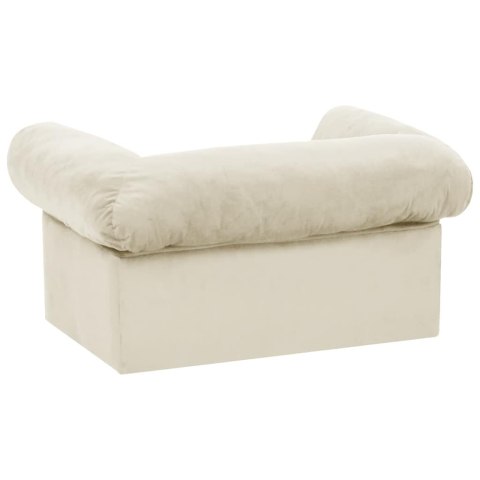 VidaXL Sofa dla psa, z szufladą, kremowa, 75x50x38 cm, pluszowa