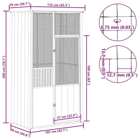 WOLIERA ANTRACYTOWA 115X78X200CM GALWANIZOWANA STAL