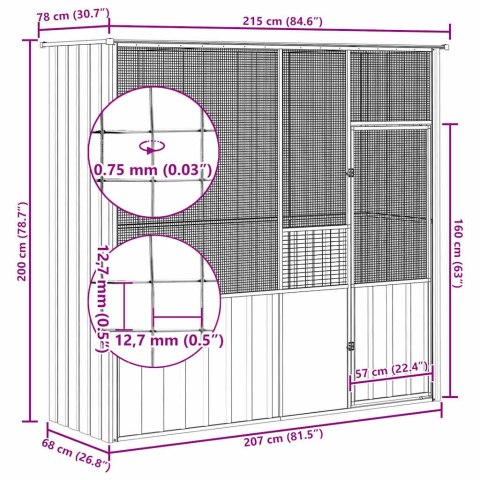 WOLIERA DLA PTAKÓW 215X78X200CM GALWANIZOWANA STAL