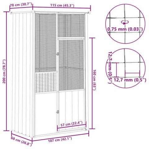 WOLIERA SZARA 115X78X200CM GALWANIZOWANA STAL