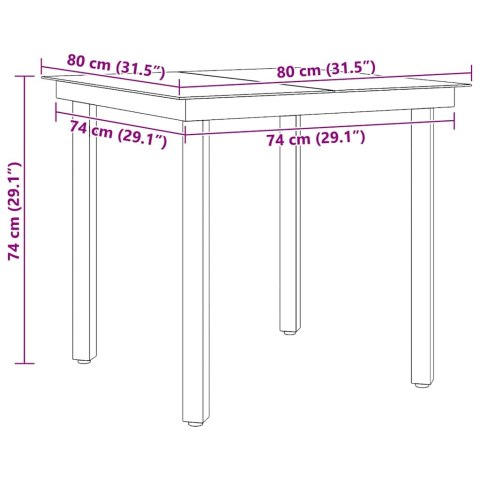 STÓŁ OGRODOWY CZARNY 80X80X74CM STAL I SZKŁO