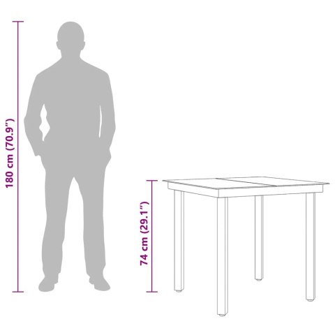 STÓŁ OGRODOWY CZARNY 80X80X74CM STAL I SZKŁO