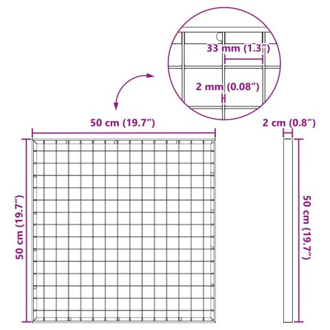 RUSZT SREBRNY 50X50X2CM STAL OCYNKOWANA NA GORĄCO