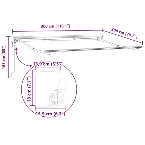 RAMA MARKIZY BIAŁY 3X2M STAL MALOWANA PROSZKOWO I ALUMINIUM
