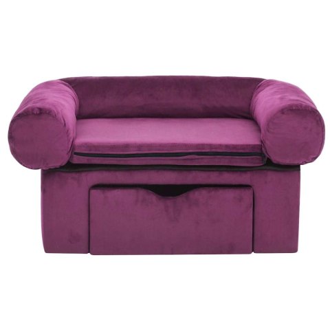 VidaXL Sofa dla psa, z szufladą, burgundowa, 75x50x38 cm, pluszowa