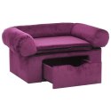 VidaXL Sofa dla psa, z szufladą, burgundowa, 75x50x38 cm, pluszowa