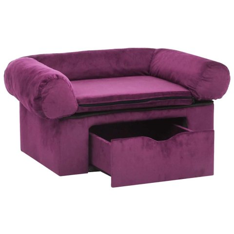VidaXL Sofa dla psa, z szufladą, burgundowa, 75x50x38 cm, pluszowa