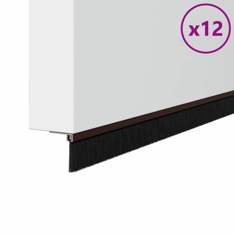 VidaXL Uszczelki z szczotką do drzwi na zatrzask 12 pcs Brązowy 100 cm