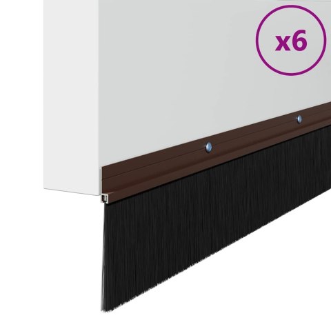 VidaXL Uszczelki z szczotką do drzwi na zatrzask 6 pcs Brązowy 100 cm
