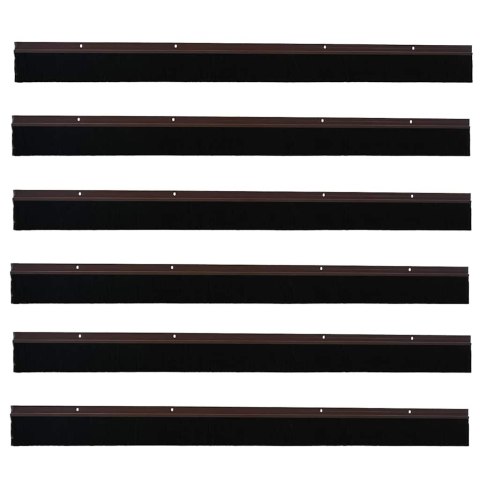 VidaXL Uszczelki z szczotką do drzwi na zatrzask 6 pcs Brązowy 100 cm