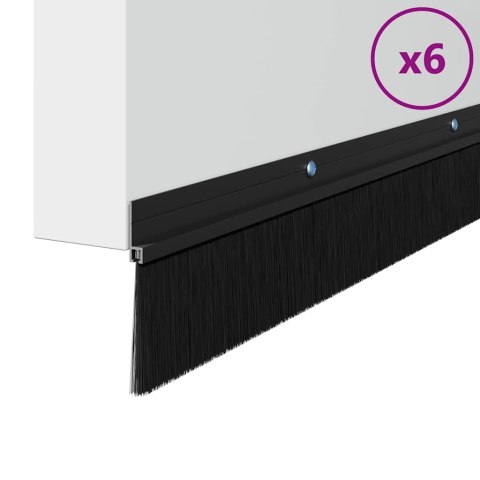 USZCZELKA DO DRZWI ZE SZCZOTKĄ IZOLACYJNA 6 SZT. CZARNE 100 CM