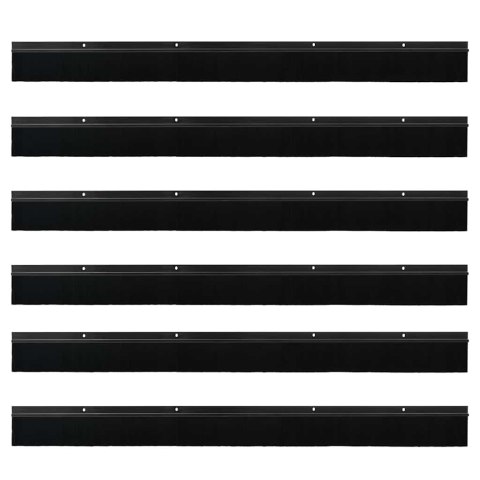 VidaXL Uszczelki z szczotką do drzwi na zatrzask 6 pcs Czarny 100 cm