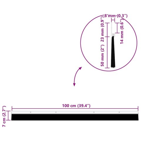 USZCZELKA DO DRZWI ZE SZCZOTKĄ IZOLACYJNA 6 SZT. SREBRNE 100CM
