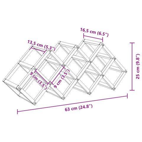 REGAŁ NA WINO CZARNY 63X16.5X25CM STAL MALOWANA PROSZKOWO