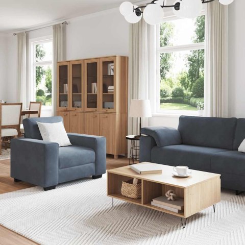 3-CZ. KOMPLET WYPOCZYNKOWY Z PODUSZKAMI CIEMNOSZARY AKSAMIT