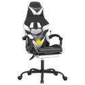 OBROTOWY FOTEL GAMINGOWY Z PODNÓŻKIEM CZARNO-BIAŁY