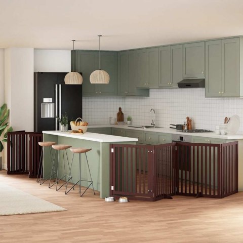 VidaXL Składana bramka dla psa, z drzwiami, 10 paneli, brązowa, 800 cm