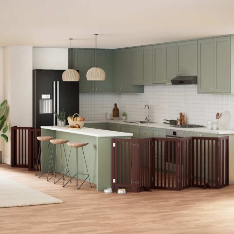 VidaXL Składana bramka dla psa, z drzwiami, 15 paneli, brązowa, 750 cm