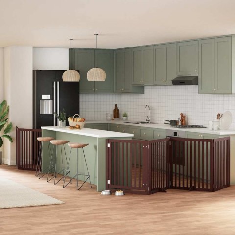 VidaXL Składana bramka dla psa, z drzwiami, 6 paneli, brązowa, 480 cm