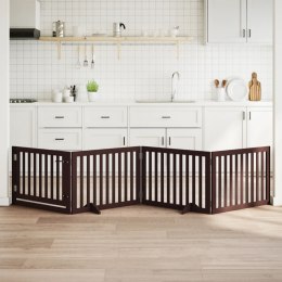 SKŁADANA BRAMKA DLA PSA Z DRZWIAMI 4 PANELE BRĄZ 320CM