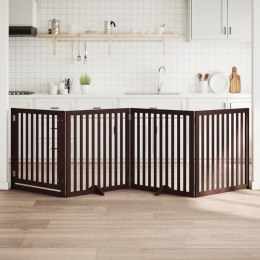 VidaXL Składana bramka dla psa, z drzwiami, 4 panele, brąz, 320 cm