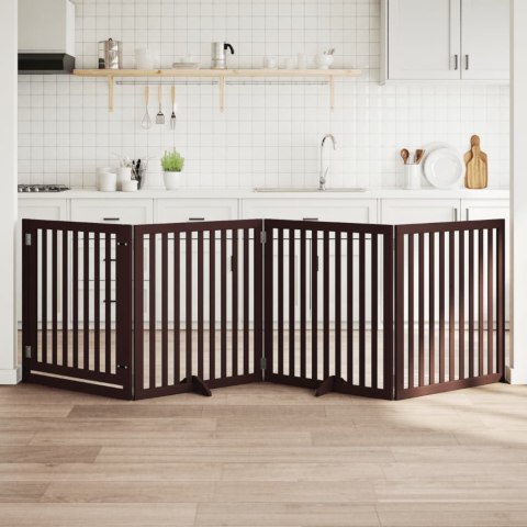 VidaXL Składana bramka dla psa, z drzwiami, 4 panele, brąz, 320 cm