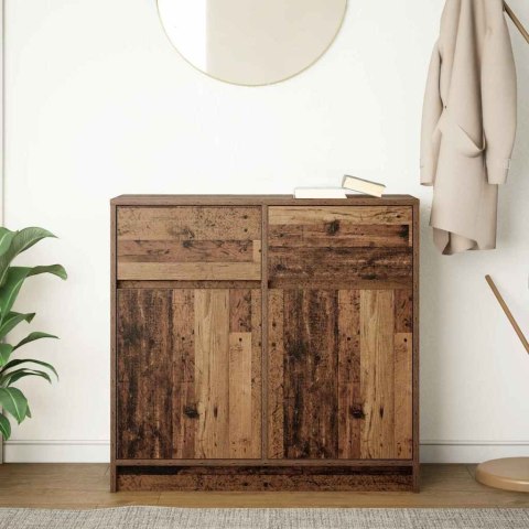 KOMODA Z SZUFLADĄ STARE DREWNO 80X34X76CM DREWNO KLEJONE