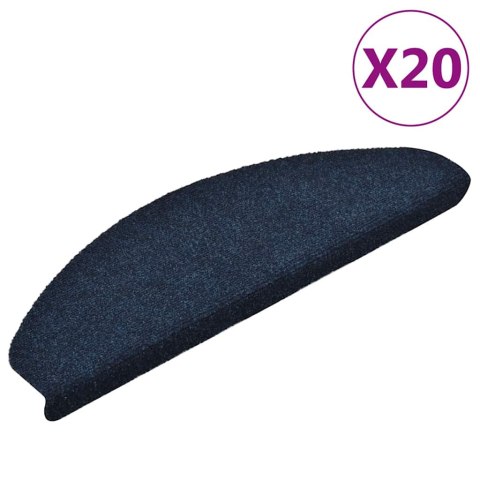 VidaXL Maty na schody samoprzylepne 20 szt. 65x21x4 cm granatowe półokrągłe duże