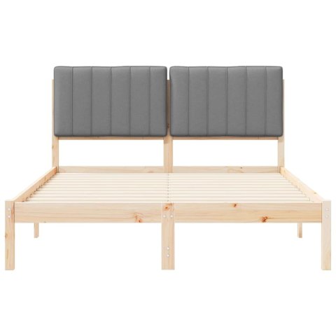 VidaXL Ramka łóżka z tapicerowanym wezgłowiem Jasnoszary 140 x 190 cm