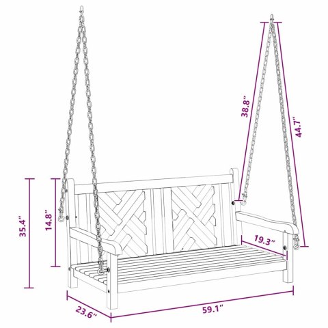 HUŚTAWKA INNY BRĄZOWY 114X60X64CM LITE DREWNO TEKOWE