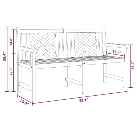 ŁAWKA OGRODOWA BRĄZOWY 150X60X90CM LITE DREWNO TEKOWE