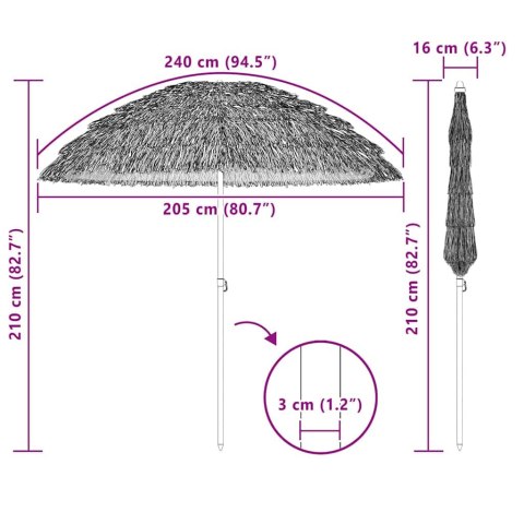 PARASOL PLAŻOWY BRĄZOWY Ø 206X209.5CM STAL