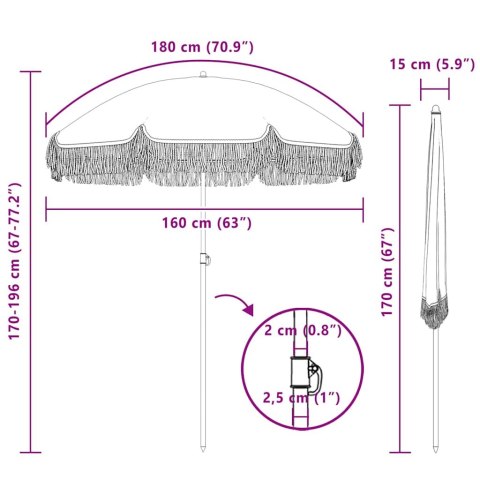 PARASOL PLAŻOWY ŻÓŁTY I BIAŁY Ø 160X195CM STAL