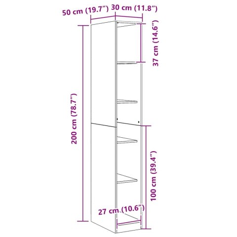 SZAFA CZARNY DĄB30X50X200CM
