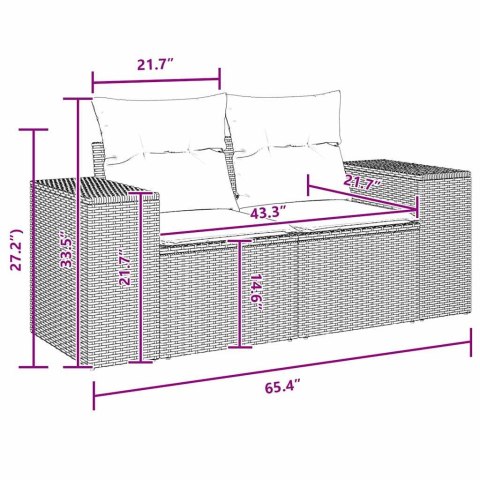 ZESTAW 9-CZĘŚCIOWY SOFY OGRODOWEJ Z PODUSZKAMI CZARNY POLIRATTAN AKACJA ZESTAW JADALNY OGRODOWY 4-CZĘŚCIOWY Z PODUSZKAMI CZARNY