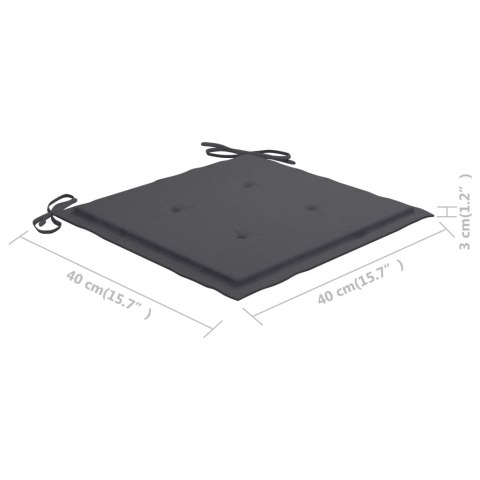 KRZESŁA OGRODOWE 3 SZT. ANTRACYTOWE PODUSZKI DREWNO TEKOWE