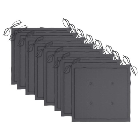 KRZESŁA OGRODOWE Z ANTRACYTOWYMI PODUSZKAMI 8 SZT. TEKOWE