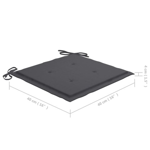 KRZESŁA OGRODOWE Z ANTRACYTOWYMI PODUSZKAMI 8 SZT. TEKOWE