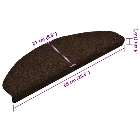 VidaXL Maty na schody samoprzylepne 20 szt. 65x21x4 cm Brązowe półokrągłe duże