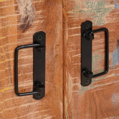 KOMODA Z DRZWIAMI BRĄZOWY SOLIDNE DREWNO RECYKLINGOWE I METAL