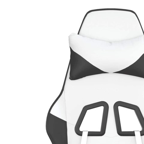 MASUJĄCY FOTEL GAMINGOWY Z PODNÓŻKIEM BIAŁO-CZARNY