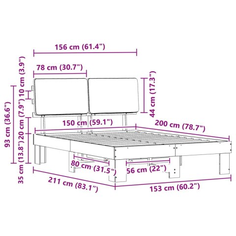 VidaXL Ramka łóżka z tapicerowanym wezgłowiem Czarny 150 x 200 cm