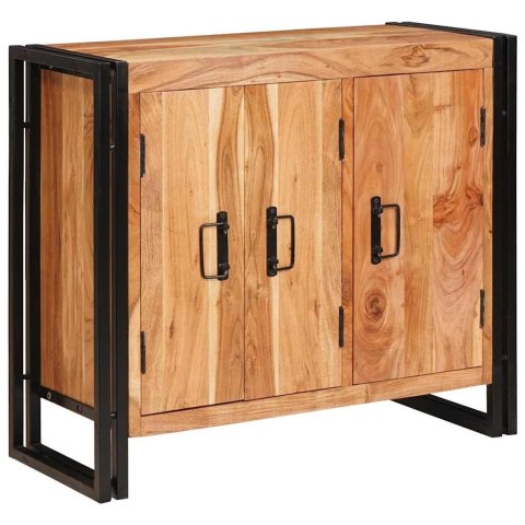 KOMODA Z DRZWIAMI BRĄZOWY LITE DREWNO AKACJOWE I METAL