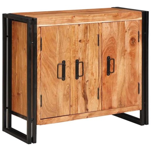 KOMODA Z DRZWIAMI BRĄZOWY LITE DREWNO AKACJOWE I METAL