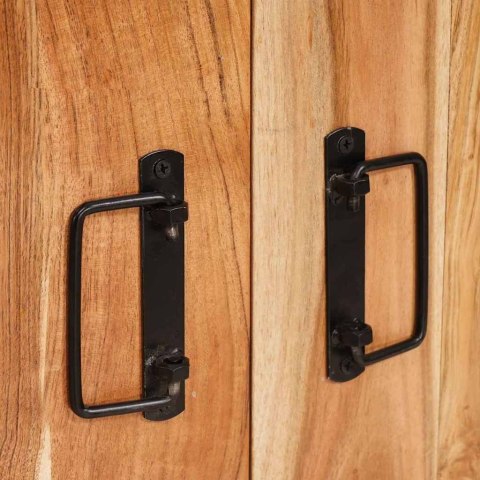 KOMODA Z DRZWIAMI BRĄZOWY LITE DREWNO AKACJOWE I METAL