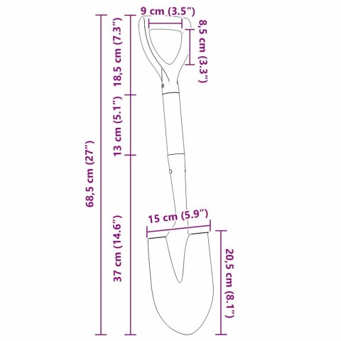 ŁOPATA CZARNA 68,5CM STAL POWLEKANA I LITE DREWNO