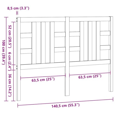 WEZGŁOWIE ŁÓŻKA 141X4X100CM DREWNO SOSNOWE